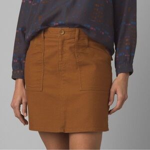 Prana Nikit Cognac Brown Mini Skirt with Pockets 0